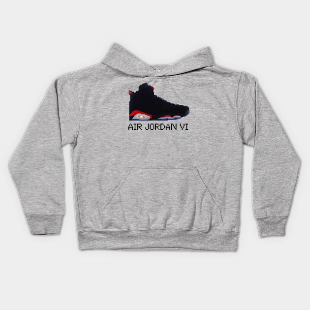 AIR JORDAN VI RETRO PIXELATED ART SHOE COLLECTION Kids Hoodie by Buff Geeks Art